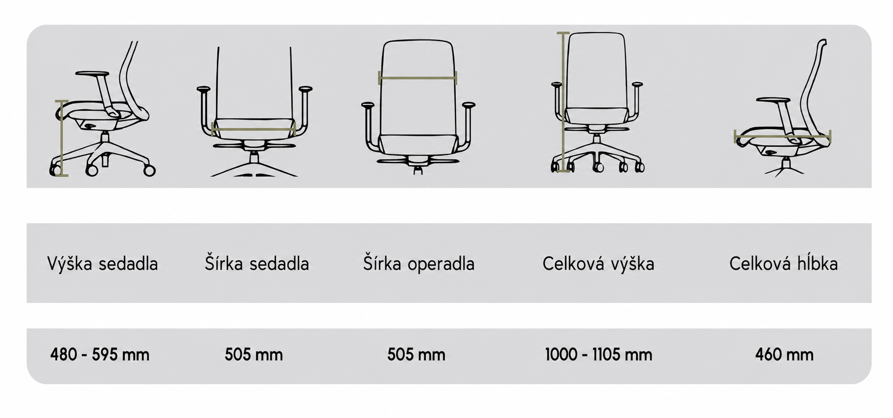Ergonomická kancelárska stolička Novanta rozmery